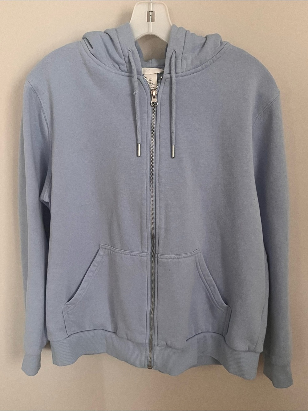 H&M Women’s Light Blue Zip Up Hoodie Sweatshirt Size L